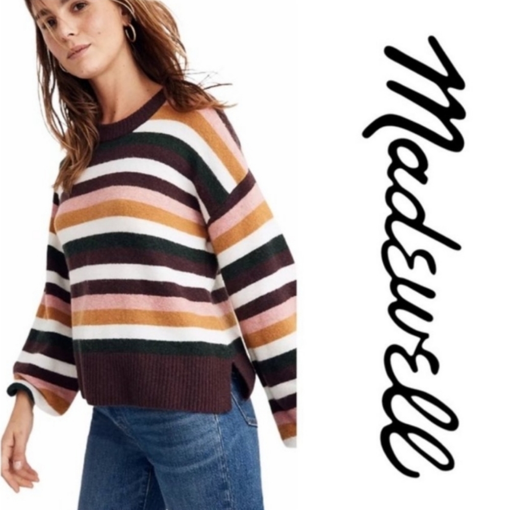 Madewell Striped Sweater Womens Small Colorful Pullover Merino Wool Alpaca Blend